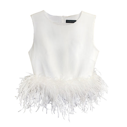 Women's Sleeveless Crop Tank Top - High Waist Slim Fit Solid Color Camisole
