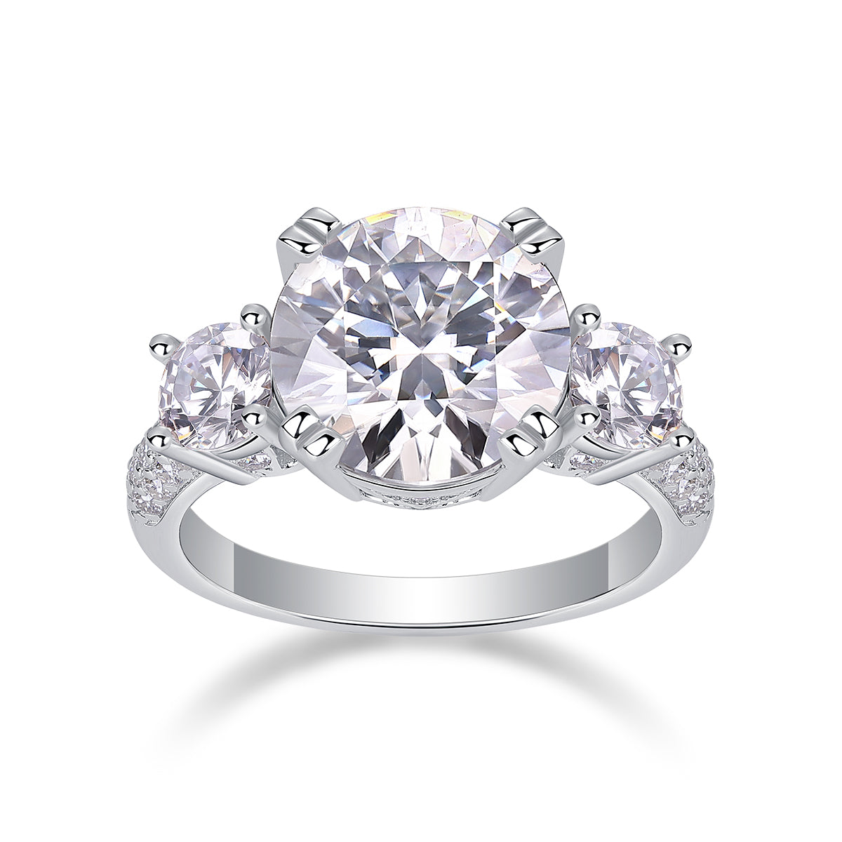 5 Carat Moissanite Sterling Silver Ring - Gold Plated Wedding Band