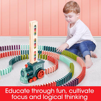 Automatic Domino Train Toy - Electric Building Blocks Train with 100 Dominoes