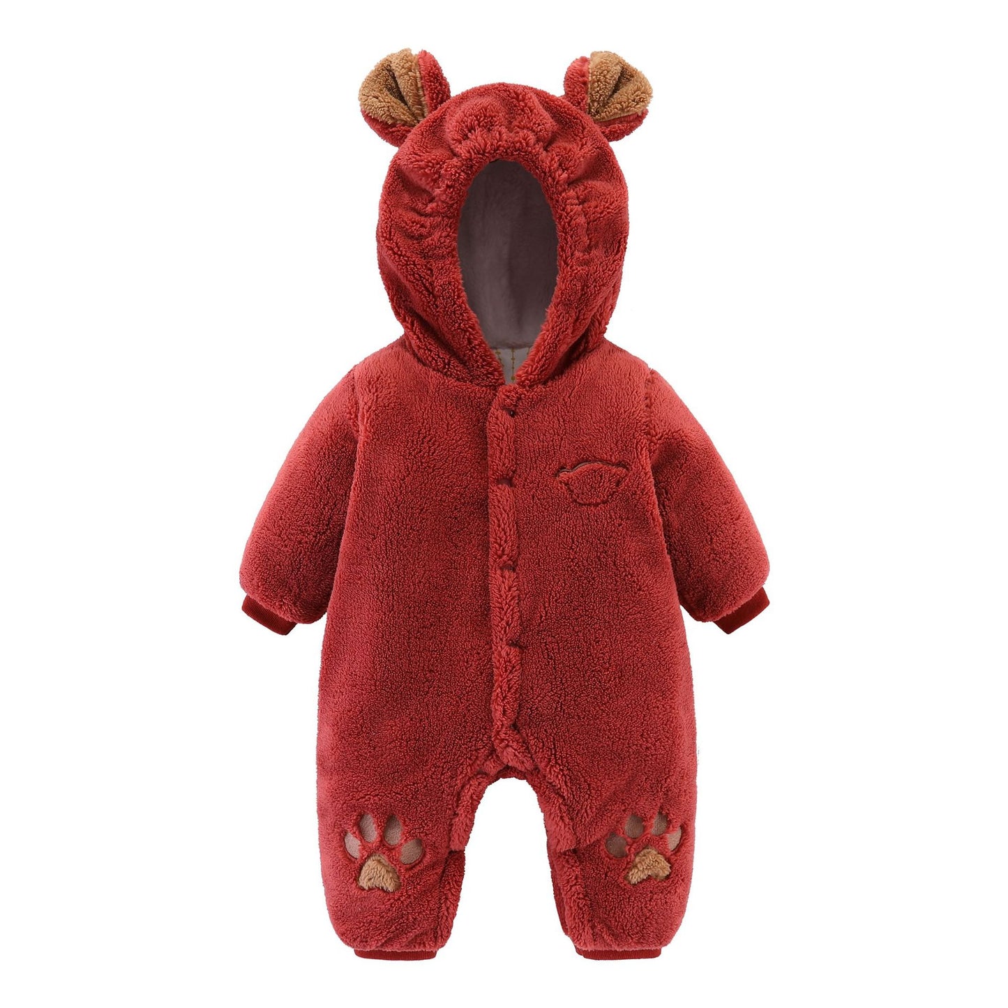 Baby Quilted Romper - Soft Rice Velvet Hooded Onesie for Newborns