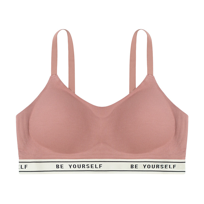 Seamless Bra and Underwear Set - Cotton Blend Lingerie with Letter Print