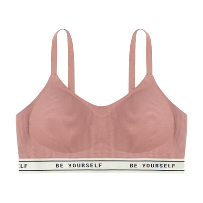 Seamless Bra and Underwear Set - Cotton Blend Lingerie with Letter Print
