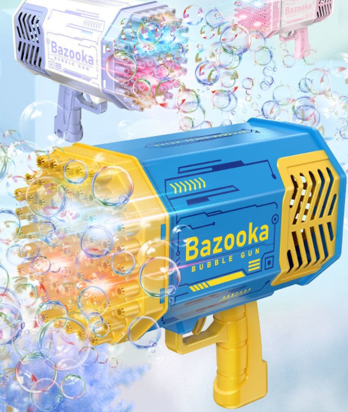 Bubble Gun Rocket - 69-Hole Automatic Bubble Machine with LED Lights