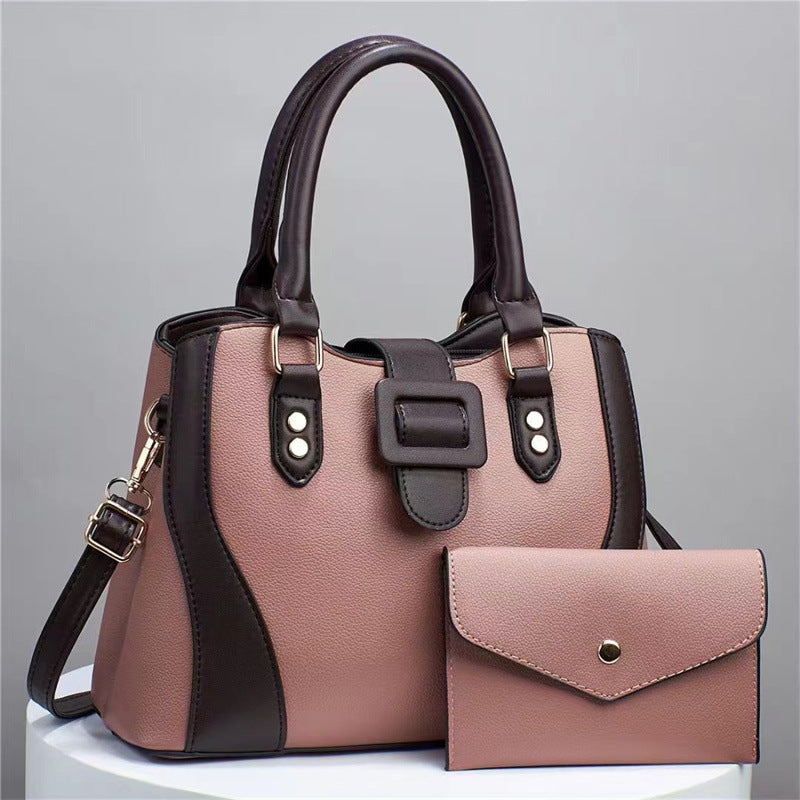 Urban Minimalist PU Leather Handbag Set - Chain Detail Tote Collection