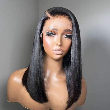 200 Density Bob Human Hair Wig - 13x4 Lace Front with Pre-Plucked Hairline