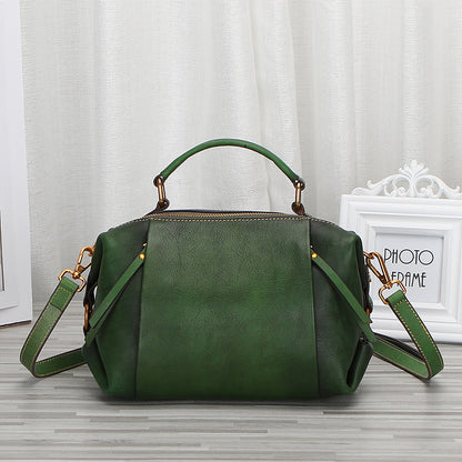 Genuine Leather Women's Shoulder Bag - Top Grain Leather Large Capacity Handbag
