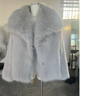 Women's Winter Plush Fluffy Lapel Coat - Warm Thicken Long Sleeve Jacket