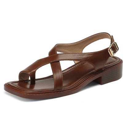 Women's Retro Roman Sandals - Comfortable PU Leather Flat Shoes