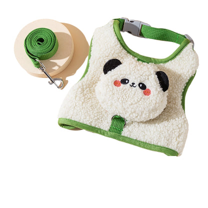 Plush Animal Pet Harness and Leash Set - Soft Vest Style for Cats and Small Dogs