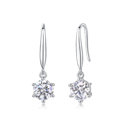 1 Carat Moissanite Stud Earrings - S925 Sterling Silver with Platinum Plating