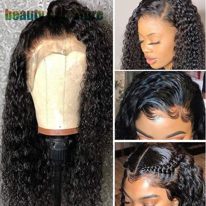 Brazilian Kinky Curly Lace Front Human Hair Wig - 9A Grade Natural Color