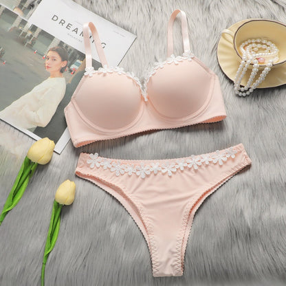 Women's Pink Push-Up Bra and Panty Set - Comfortable Supportive Lingerie