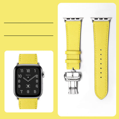Premium Leather Smartwatch Strap with Butterfly Clasp - Hand-Stitched Band
