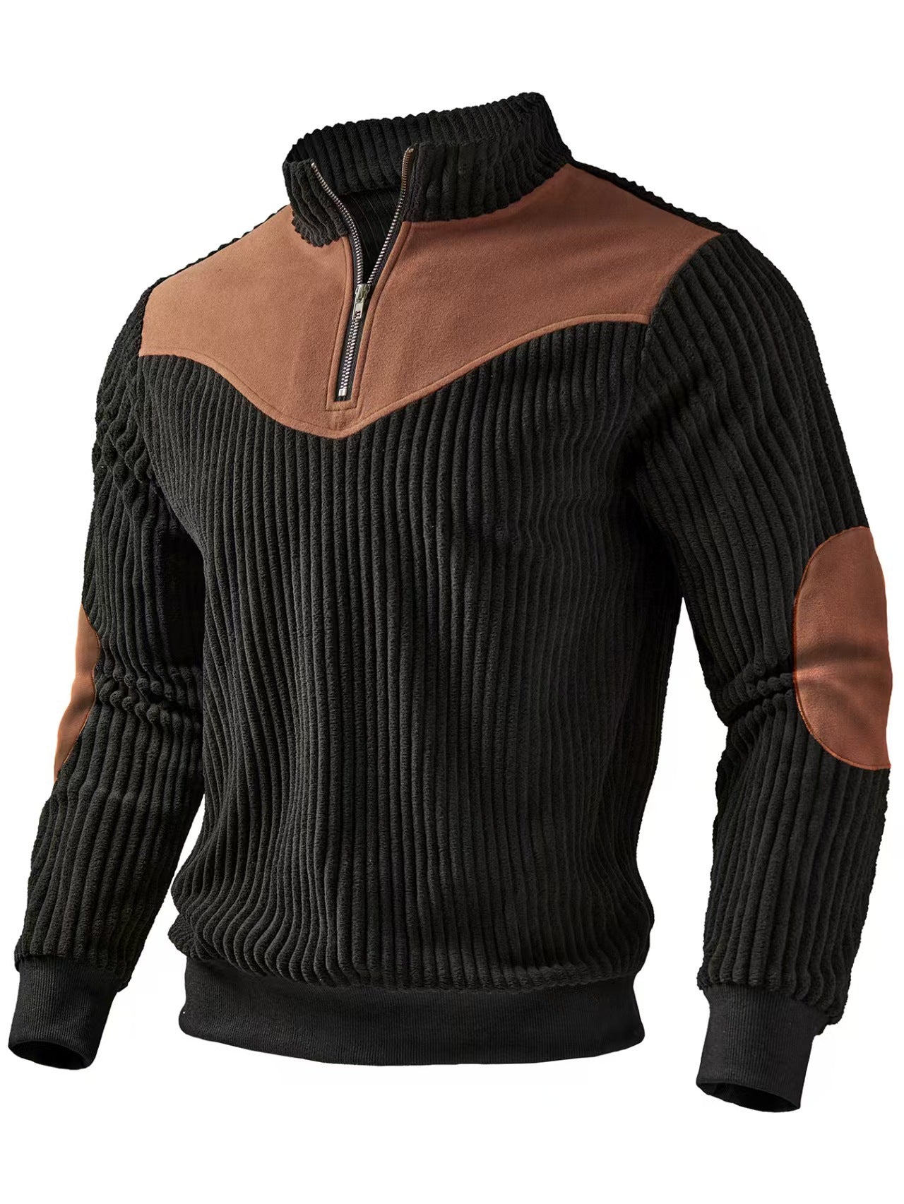 Men's Corduroy Pullover Sweatshirt | Slim Fit | Solid Color | Sizes S–2XL | Green, Black, Beige, White