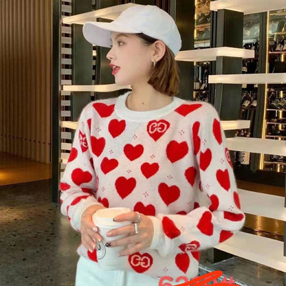 Women's Knitted Sweater - Round Neck Long Sleeve Pullover