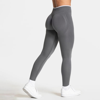 Peach Hip High-Waist Yoga Pants - Nylon Spandex Sports Leggings