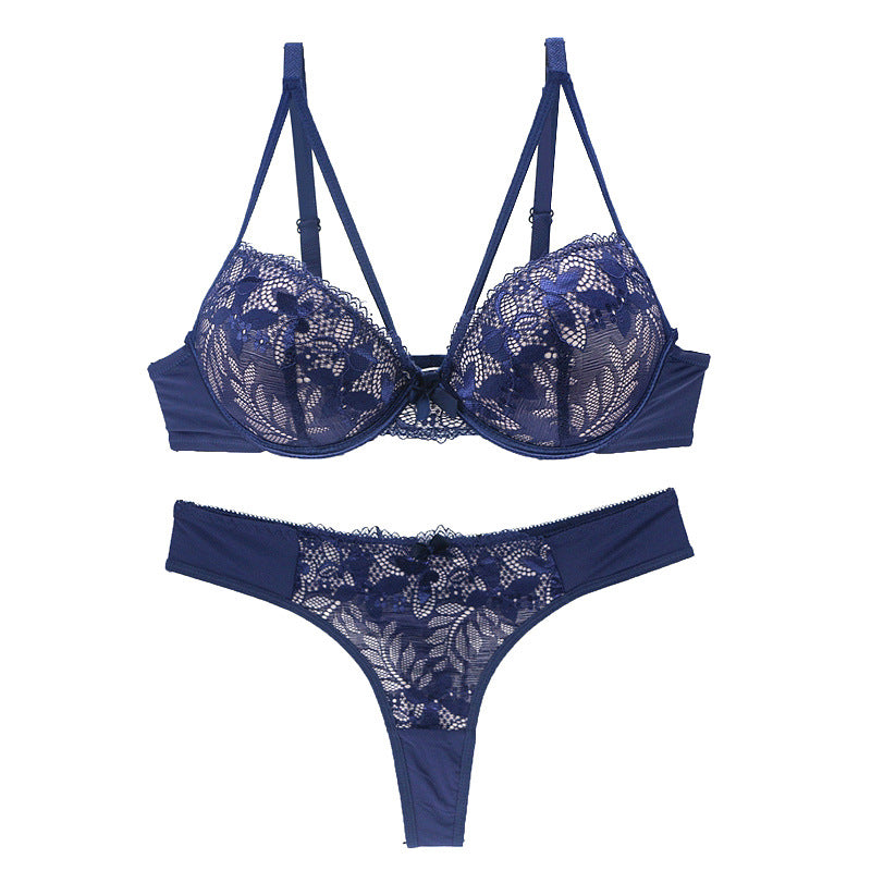 Women's Push-Up Lace Bra Set - Cotton Molded Cup with Moderate Lift