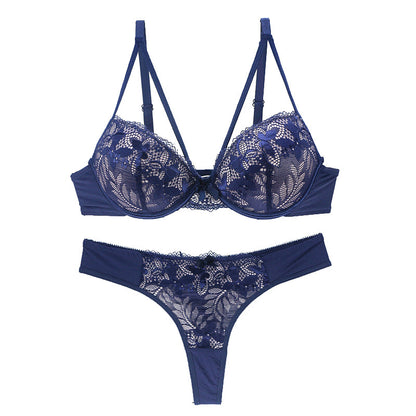 Women's Push-Up Lace Bra Set - Cotton Molded Cup with Moderate Lift