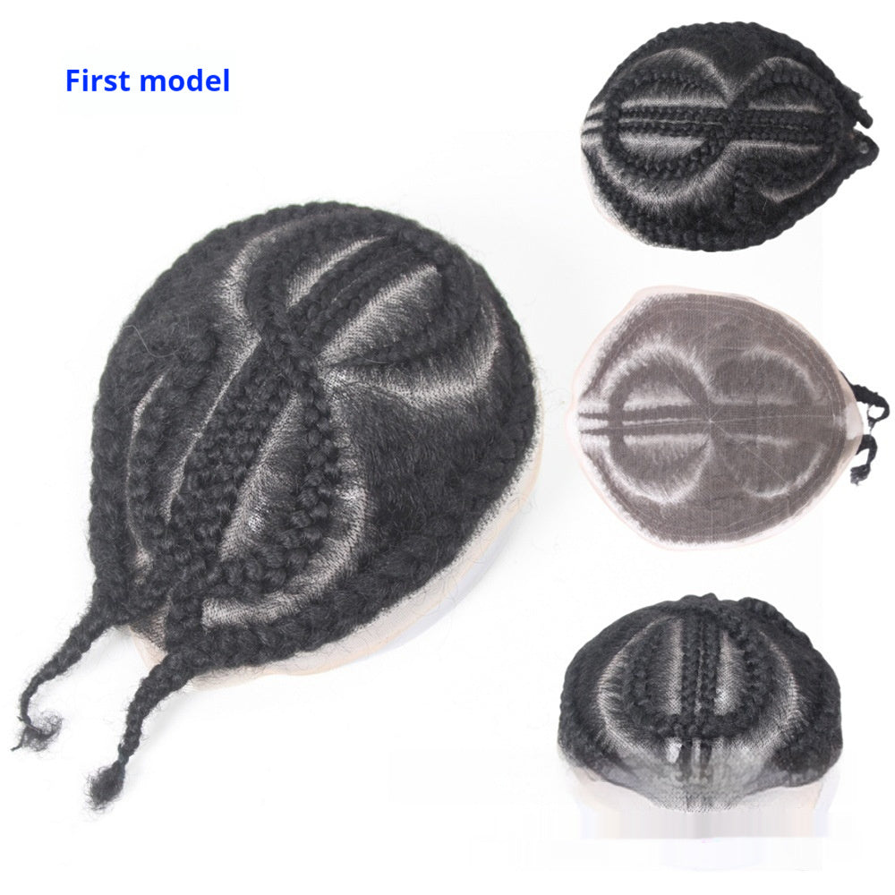 Men's Hand-Woven African Braid Wig - Real Human Hair Hairpiece