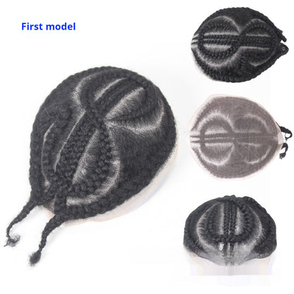 Men's Hand-Woven African Braid Wig - Real Human Hair Hairpiece