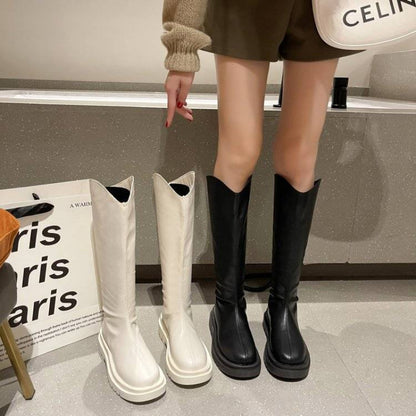Women's Over-the-Knee Platform Boots with Back Zipper - Waterproof