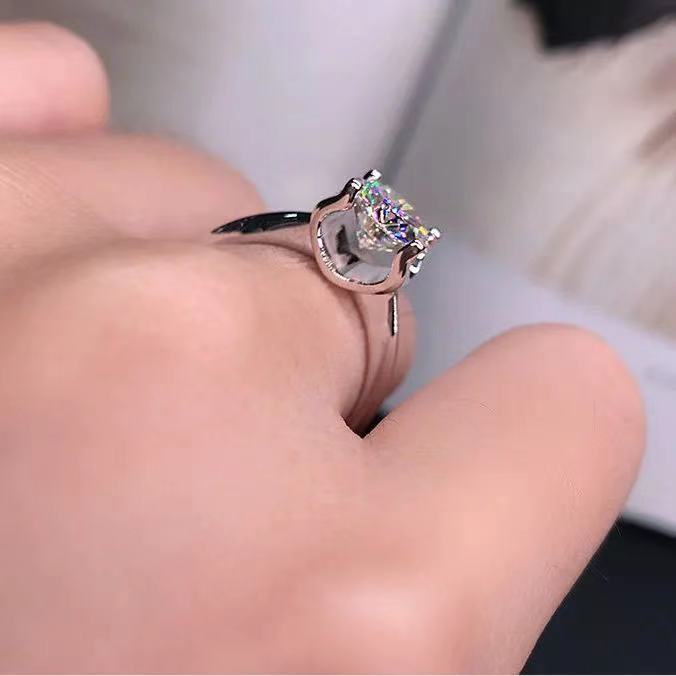 Women's Moissanite Diamond Ring - 18K Gold Plated Polished Ring
