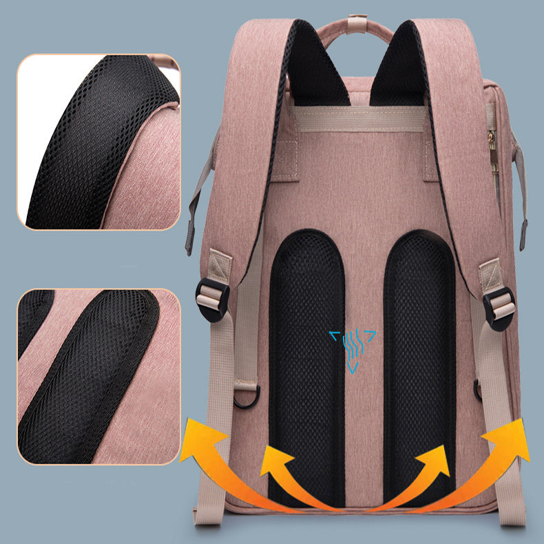 Large Capacity Diaper Backpack with Insulated Pockets - Multi-Function Baby Bag