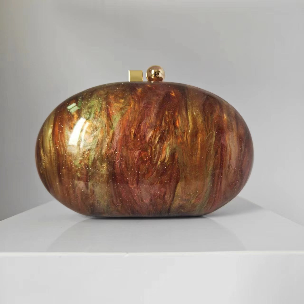 Shell-Shaped Acrylic Crossbody Bag - Sequin Detail Fashion Handbag