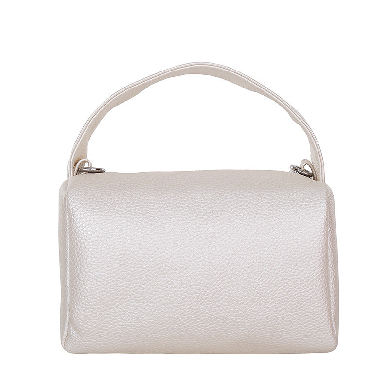 PU Leather Chain Handbag - Solid Color Horizontal Square Bag