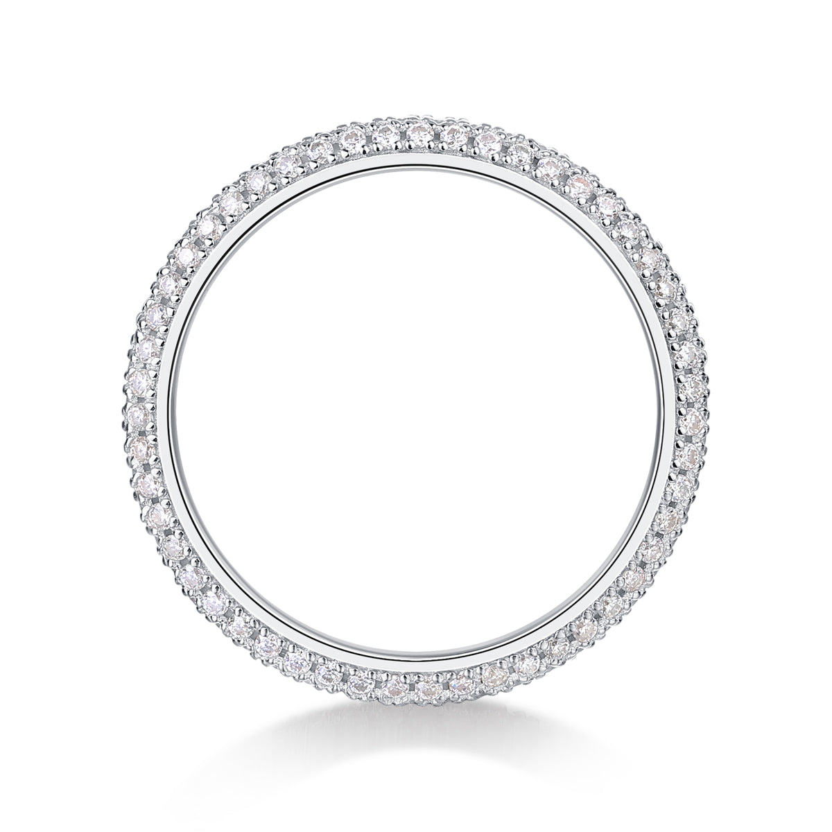 Moissanite Sterling Silver Wedding Ring Set - Platinum Plated Band