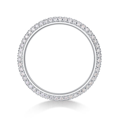 Moissanite Sterling Silver Wedding Ring Set - Platinum Plated Band