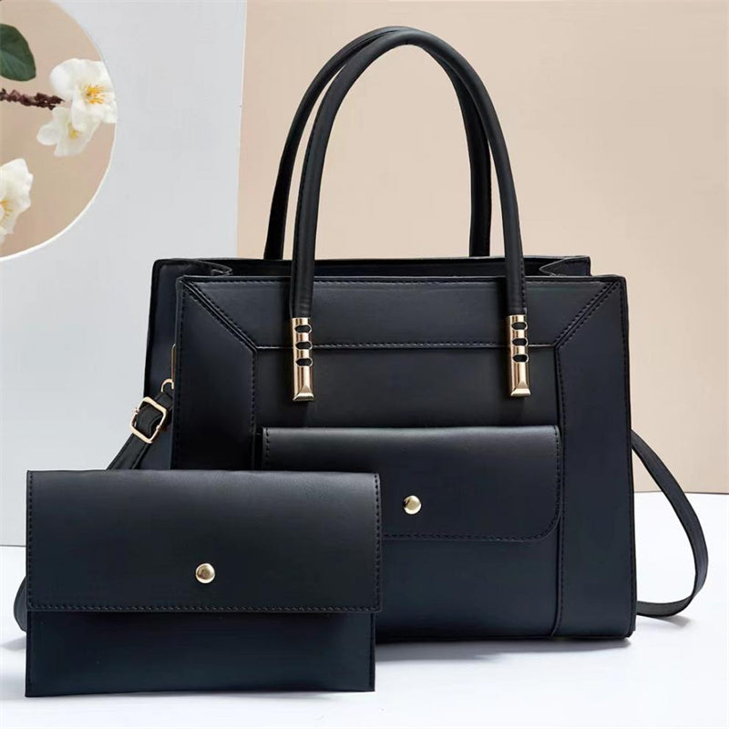 PU Leather Tote Bag with Tassel - Women's Casual Shoulder Bag