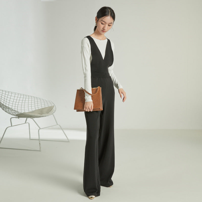 Sleeveless High Waist Strap Casual Knit Jumpsuit