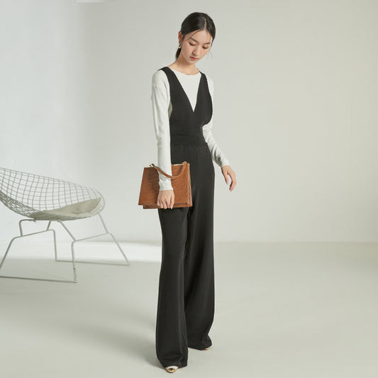 Sleeveless High Waist Strap Casual Knit Jumpsuit