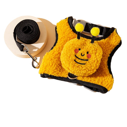 Plush Animal Pet Harness and Leash Set - Soft Vest Style for Cats and Small Dogs
