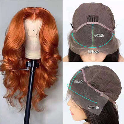European American Dark Orange Wig Hair Set - Real Human Hair Smooth Exotic Style