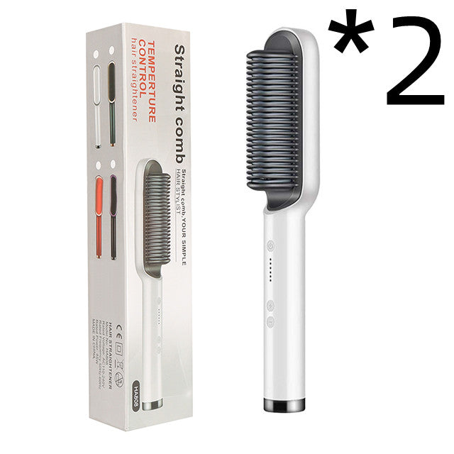 2-in-1 Hair Straightener & Curling Comb | Tourmaline Ceramic | Negative Ion Electric Hair Brush