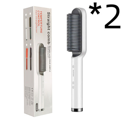 2-in-1 Hair Straightener & Curling Comb | Tourmaline Ceramic | Negative Ion Electric Hair Brush
