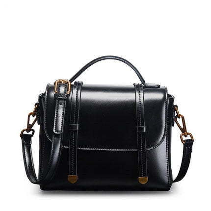 Genuine Leather Shoulder Bag - European Retro Square Handbag