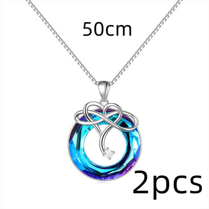 Crystal Necklace and Earrings Set - Gold-Plated Geometric Jewelry with Water Wave Chain
