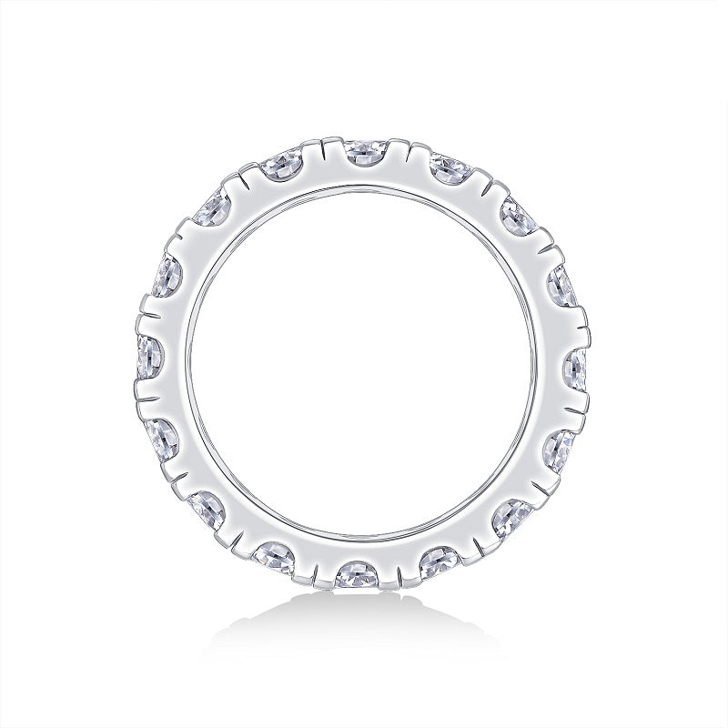 0.3 Carat Moissanite Sterling Silver Ring - Platinum Plated Wedding Band