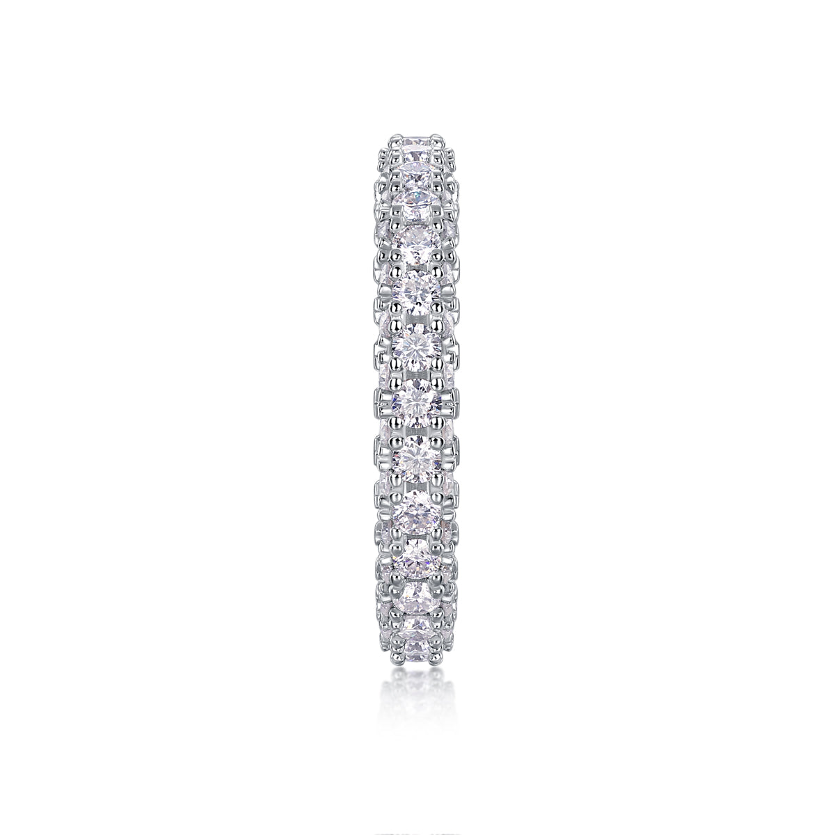 Moissanite Sterling Silver Wedding Ring Set - Platinum Plated Band