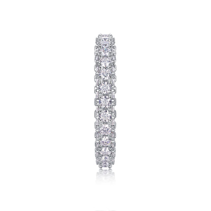 Moissanite Sterling Silver Wedding Ring Set - Platinum Plated Band