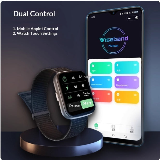 Electric Shock Alarm Smartwatch – Silent Wake-Up Wristband with Magnetic Charging