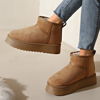 Women's Faux Fur Lined Suede Ankle Boots - Thick Sole Casual Footwear