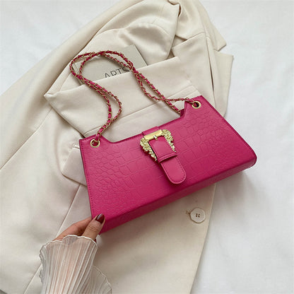 PU Leather Chain Crossbody Bag - Small Square Shoulder Bag with Phone Pocket