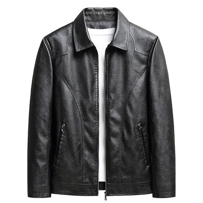Men's Thin Leather Jacket - Lightweight Zip-Up Outerwear