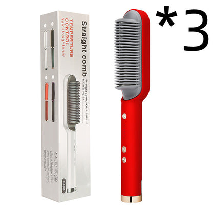 2-in-1 Hair Straightener & Curling Comb | Tourmaline Ceramic | Negative Ion Electric Hair Brush