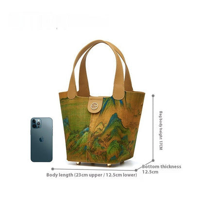 Premium Silk Basket Bag - Traditional Chinese Style Clutch with Tassel