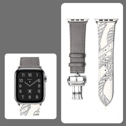 Premium Leather Smartwatch Strap with Butterfly Clasp - Hand-Stitched Band
